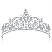 Bridal Tiaras, Zinc Alloy, Crown, silver color plated, for woman & with rhinestone 