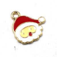 Zinc Alloy Christmas Pendants, Santa Claus, gold color plated, DIY & for woman & enamel, multi-colored 