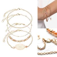 Brass Bracelets, 4 pieces & fashion jewelry, golden, 18cm+5cm 