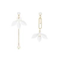 Asymmetric Earrings, Zinc Alloy, with Plastic Pearl, fashion jewelry, white 