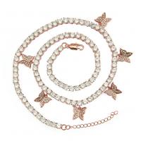 Cubic Zircon Micro Pave Brass Necklace, with Cubic Zirconia, fashion jewelry 41+4cm uff0c0.4cmuff0c 