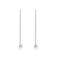 Sterling Silver Thread Through Earrings, 925 Sterling Silver, Round, plated, oval chain & for woman 