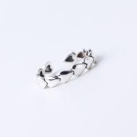 Стерлингового серебра кольцо, 925 пробы, Сердце, плакированный цветом под старое серебро, регулируемый & Женский, 16.5mm, размер:6, продается PC