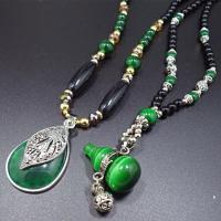 Fashion Sweater Chain Necklace, Resin, with Zinc Alloy, plated & for woman, green  Approx 31.49 Inch 