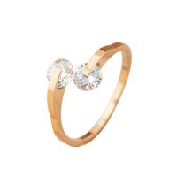 Titanium Steel Open Finger Ring, fashion jewelry & for woman & with cubic zirconia, rose gold color, 1.5MMX1.4MM 