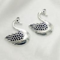 Zinc Alloy Jewelry Pendants, Swan, antique silver color plated, DIY 