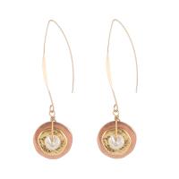 Freshwater Pearl Drop Earring, Zinc Alloy, with Freshwater Pearl, gold color plated, for woman, antique copper color 