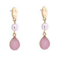 Freshwater Pearl Drop Earring, Zinc Alloy, with Freshwater Pearl, gold color plated, for woman, purple 