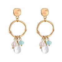 Freshwater Pearl Drop Earring, Zinc Alloy, with Freshwater Pearl, gold color plated, for woman 