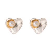 Freshwater Pearl Stud Earring, Zinc Alloy, with Freshwater Pearl, plated, for woman, white 