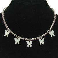 Rhinestone Zinc Alloy Necklace, with Rhinestone, fashion jewelry 32+10cmuff0c 1.3 x1.2cm 