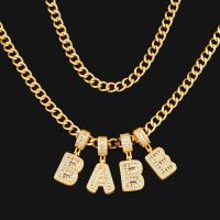 Cubic Zircon Micro Pave Brass Necklace, with Cubic Zirconia, Alphabet Letter, 18K gold plated, fashion jewelry & letters are from A to Z & for woman, golden, 33*16mm 