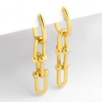 Brass Drop Earring, Letter U, 18K gold plated, fashion jewelry & for woman, golden, 50*13mm 