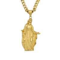 Stainless Steel Pendants, 316 Stainless Steel, Virgin Mary, plated, fashion jewelry & Unisex, golden, 83*36mm 