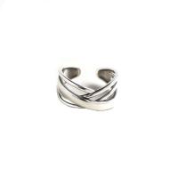 Стерлингового серебра кольцо, 925 пробы, Геометрический узор, плакированный цветом под старое серебро, регулируемый & Женский, 16.5mm, размер:6, продается PC