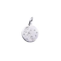 Sterling Silver Rhinestone Pendants, 925 Sterling Silver, Flat Round, plated, DIY & with rhinestone Approx 3.5mm 