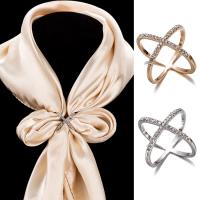 Scarf Buckle, Zinc Alloy, Geometrical Pattern, plated, for woman & with rhinestone 20mm 