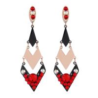 Titanium Steel Drop Earring, plated, for woman & with rhinestone & hollow 