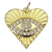Cubic Zirconia Micro Pave Brass Pendant, Heart, gold color plated, micro pave cubic zirconia Approx 3.5mm 