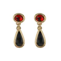 Zinc Alloy Drop Earring, with Opal, Teardrop, gold color plated, for woman, mixed colors 