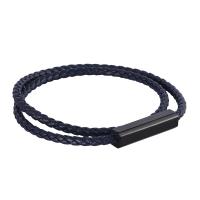 PU Leather Cord Bracelets, Microfiber PU, plated, fashion jewelry & Unisex, dark blue 