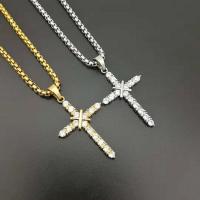 Titanium Steel Pendants, with Cubic Zirconia, Cross, plated, fashion jewelry & Unisex & with cubic zirconia 45*25mm 