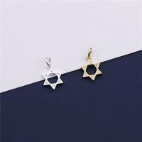 Sterling Silver Pendants, 925 Sterling Silver, Hexagram, plated, with rhinestone & hollow Approx 3.5mm 