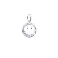 Sterling Silver Rhinestone Pendants, 925 Sterling Silver, Smiling Face, plated, DIY & with rhinestone Approx 3.5mm 
