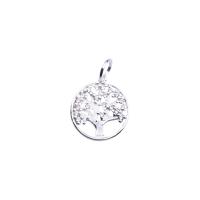 Sterling Silver Rhinestone Pendants, 925 Sterling Silver, Tree, plated, DIY & with rhinestone & hollow Approx 3.3mm 