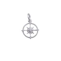 Sterling Silver Rhinestone Pendants, 925 Sterling Silver, Ship Wheel, plated, DIY & with rhinestone & hollow Approx 3.5mm 