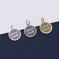 Sterling Silver Pendants, 925 Sterling Silver, Flat Round, plated, DIY & with letter pattern Approx 3.3mm 