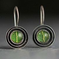 Glass Zinc Alloy Earring, with Glass, plated, for woman, green 