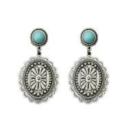 Turquoise Zinc Alloy Earring, with turquoise, plated, for woman, 40mm 