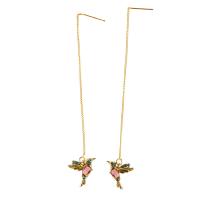 Zinc Alloy Rhinestone Drop Earring, Bird, for woman & with rhinestone 