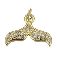 Cubic Zirconia Micro Pave Brass Pendant, Mermaid tail, gold color plated, micro pave cubic zirconia Approx 2.5mm 