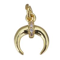 Colgante de Micro Pavé de Zirconía Cúbica, metal, Luna, chapado en color dorado, micro arcilla de zirconia cúbica, 8x11x2.5mm, agujero:aproximado 2.5mm, Vendido por UD