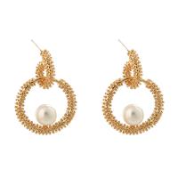 Zinc Alloy Drop Earring, with 925 Sterling Silver, gold color plated, for woman, white 