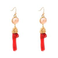 Zinc Alloy Drop Earring, with Coral & Freshwater Pearl, gold color plated, for woman, white 