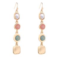 Süßwasser Perle Tropfen Ohrring, Zinklegierung, goldfarben plattiert, für Frau, farbenfroh, 11x65mm, verkauft von Paar