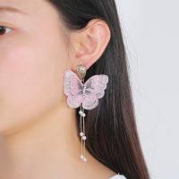Zinc Alloy Drop Earring, with Rhinestone, Butterfly, fashion jewelry 