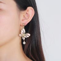 Zinc Alloy Drop Earring, with Rhinestone, Butterfly, fashion jewelry 