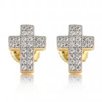 Cubic Zirconia Micro Pave Sterling Silver Earring, 925 Sterling Silver, with Cubic Zirconia, Cross, plated, fashion jewelry & with cubic zirconia, golden, 14*10mm 