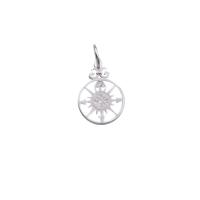 Sterling Silver Rhinestone Pendants, 925 Sterling Silver, Compass, plated, with rhinestone & hollow Approx 3mm 