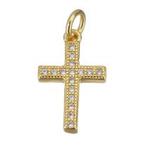 Cubic Zirconia Micro Pave Brass Pendant, Cross, gold color plated, micro pave cubic zirconia & hollow Approx 3mm 