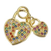 Cubic Zirconia Micro Pave Brass Pendant, Heart, gold color plated, micro pave cubic zirconia  Approx 3mm 
