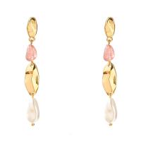 Zinc Alloy Drop Earring, with pearl, for woman, white 