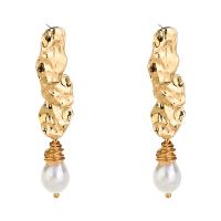 Zink Legierung Tropfen Ohrring, Zinklegierung, mit Perlen, für Frau, weiß, 11x67mm, verkauft von Paar