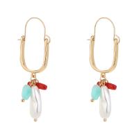 Zinc Alloy Drop Earring, with Coral & pearl, gold color plated, for woman, white 