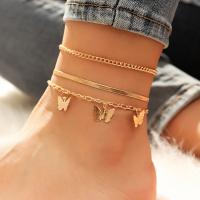 Zinc Alloy Anklet, three pieces & fashion jewelry, golden 