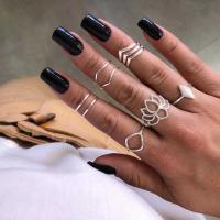 Zinc Alloy Ring Set, 8 pieces & fashion jewelry, silver color 